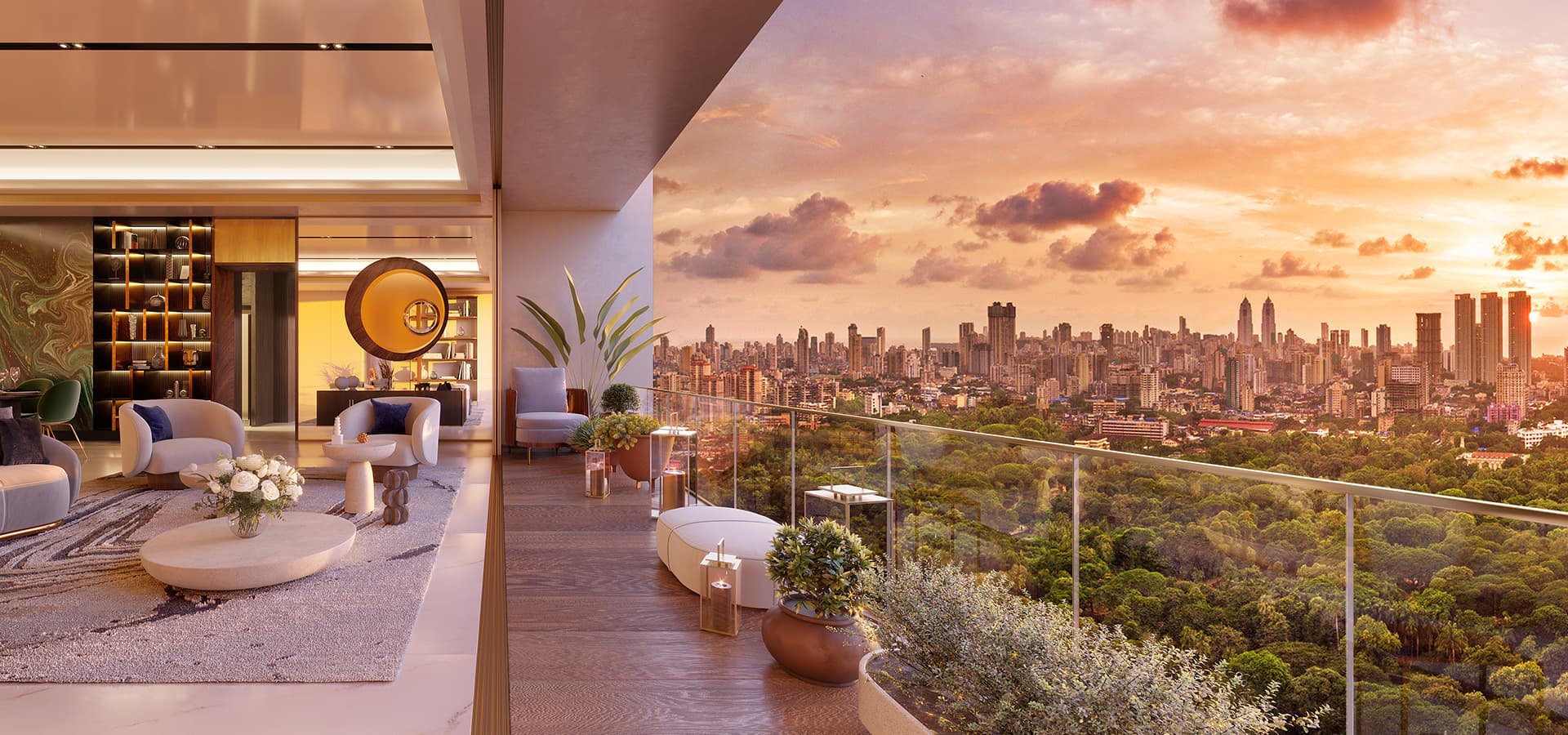 Piramal Realty's presents a lavish living room's interior, defining luxury apartments in Mumbai.