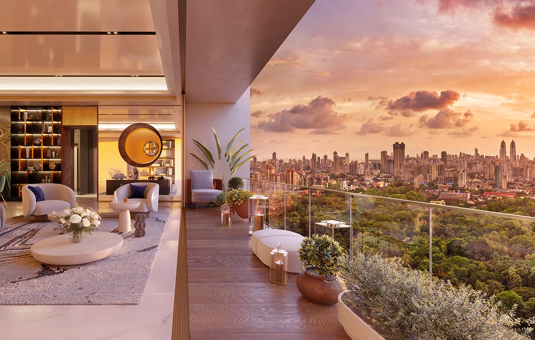 Piramal Realty's presents a lavish living room's interior, defining luxury apartments in Mumbai.