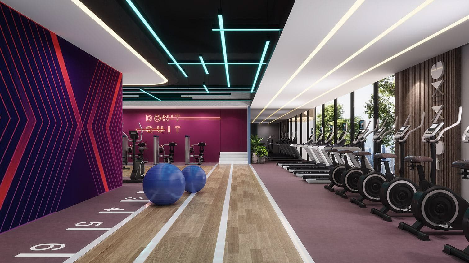 Fitness center amenities at Piramal Revanta