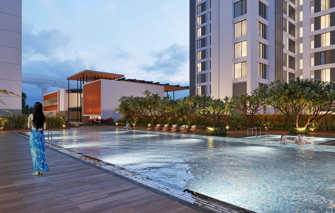 Swimming pool at Piramal Vaikunth for relaxation and fitness
